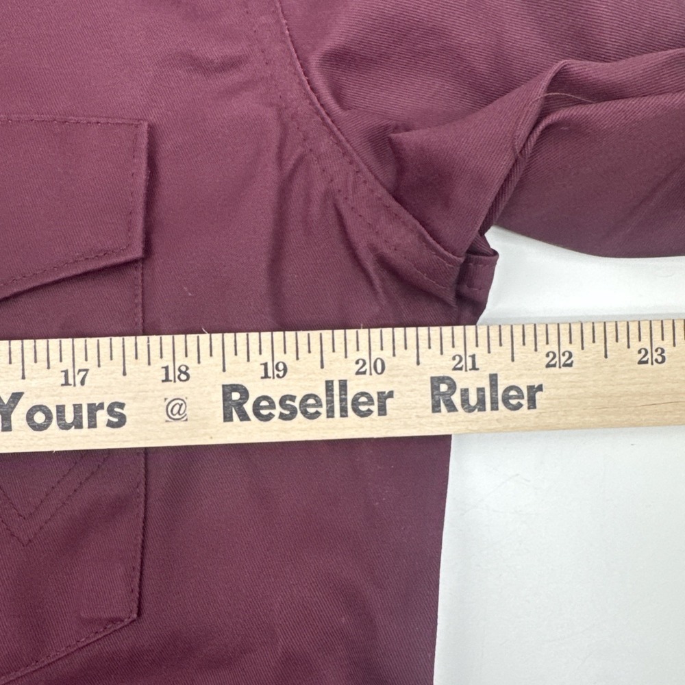 Vintage Wrangler Brushpopper Pearl Snap Western Shirt Maroon Medium Thick Cotton - Picture 10 of 10